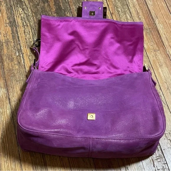 Fendi Rare Y2K Iridescent PlumSuede Mamma Baguette Shoulder Bag - Picture 11 of 15